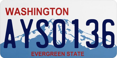 WA license plate AYS0136