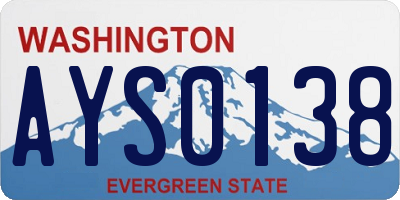 WA license plate AYS0138