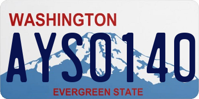 WA license plate AYS0140