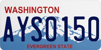 WA license plate AYS0150