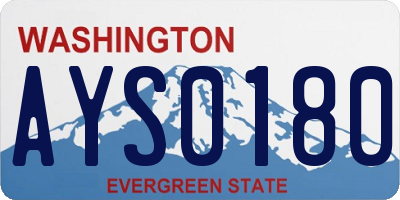 WA license plate AYS0180