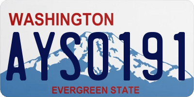 WA license plate AYS0191