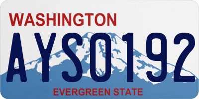 WA license plate AYS0192