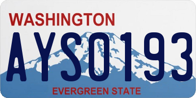 WA license plate AYS0193