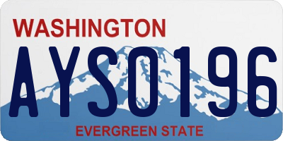 WA license plate AYS0196