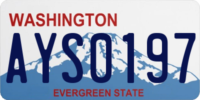 WA license plate AYS0197