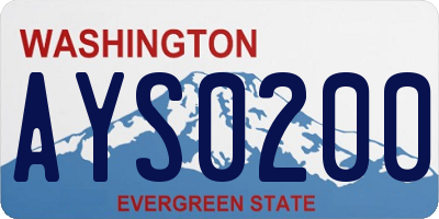 WA license plate AYS0200