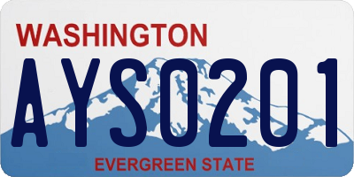 WA license plate AYS0201