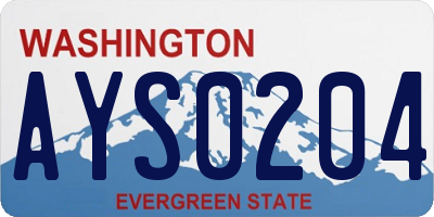 WA license plate AYS0204