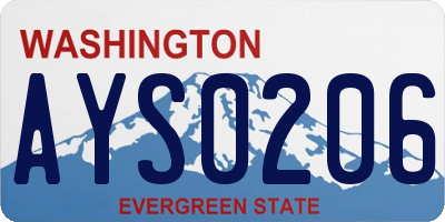 WA license plate AYS0206