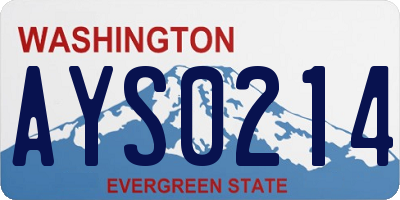 WA license plate AYS0214