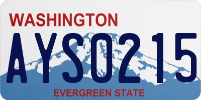 WA license plate AYS0215