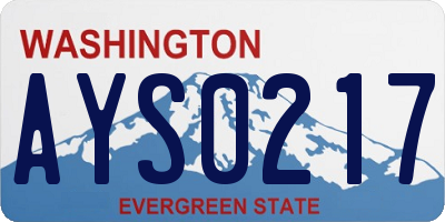 WA license plate AYS0217