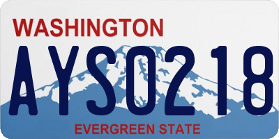 WA license plate AYS0218