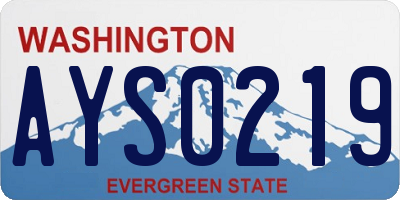 WA license plate AYS0219