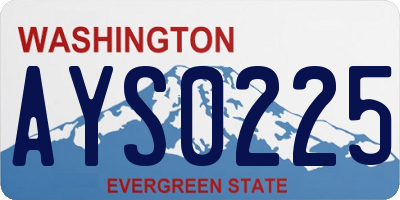 WA license plate AYS0225