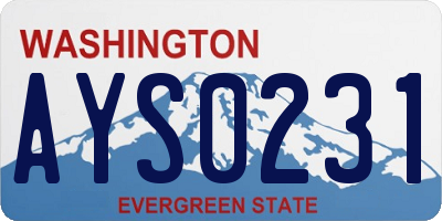 WA license plate AYS0231