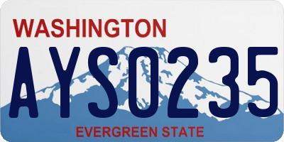 WA license plate AYS0235