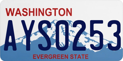 WA license plate AYS0253
