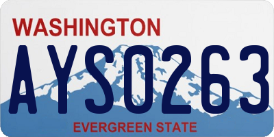 WA license plate AYS0263