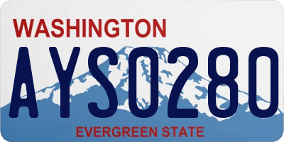 WA license plate AYS0280