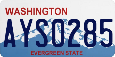 WA license plate AYS0285