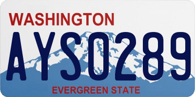 WA license plate AYS0289