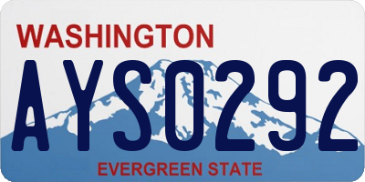 WA license plate AYS0292