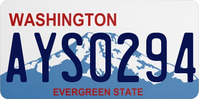 WA license plate AYS0294