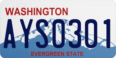 WA license plate AYS0301
