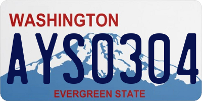 WA license plate AYS0304