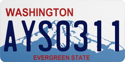 WA license plate AYS0311