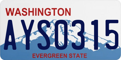 WA license plate AYS0315