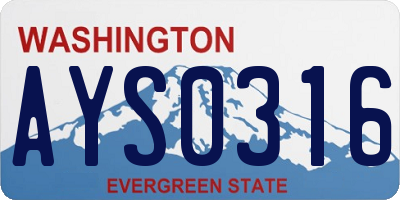 WA license plate AYS0316