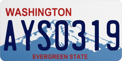 WA license plate AYS0319