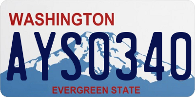 WA license plate AYS0340