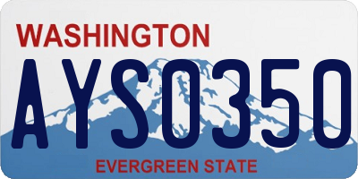 WA license plate AYS0350
