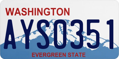 WA license plate AYS0351