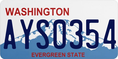 WA license plate AYS0354