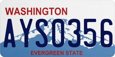 WA license plate AYS0356