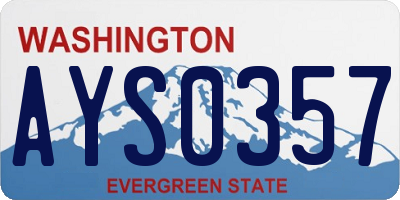 WA license plate AYS0357