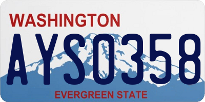 WA license plate AYS0358