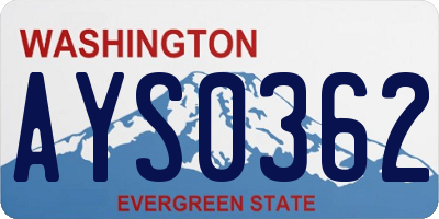 WA license plate AYS0362