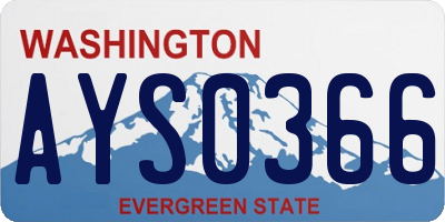 WA license plate AYS0366