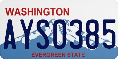 WA license plate AYS0385