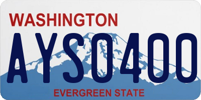 WA license plate AYS0400