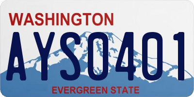 WA license plate AYS0401