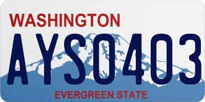 WA license plate AYS0403