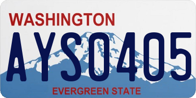 WA license plate AYS0405