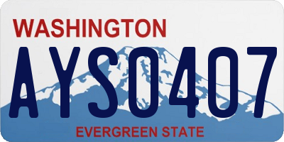 WA license plate AYS0407